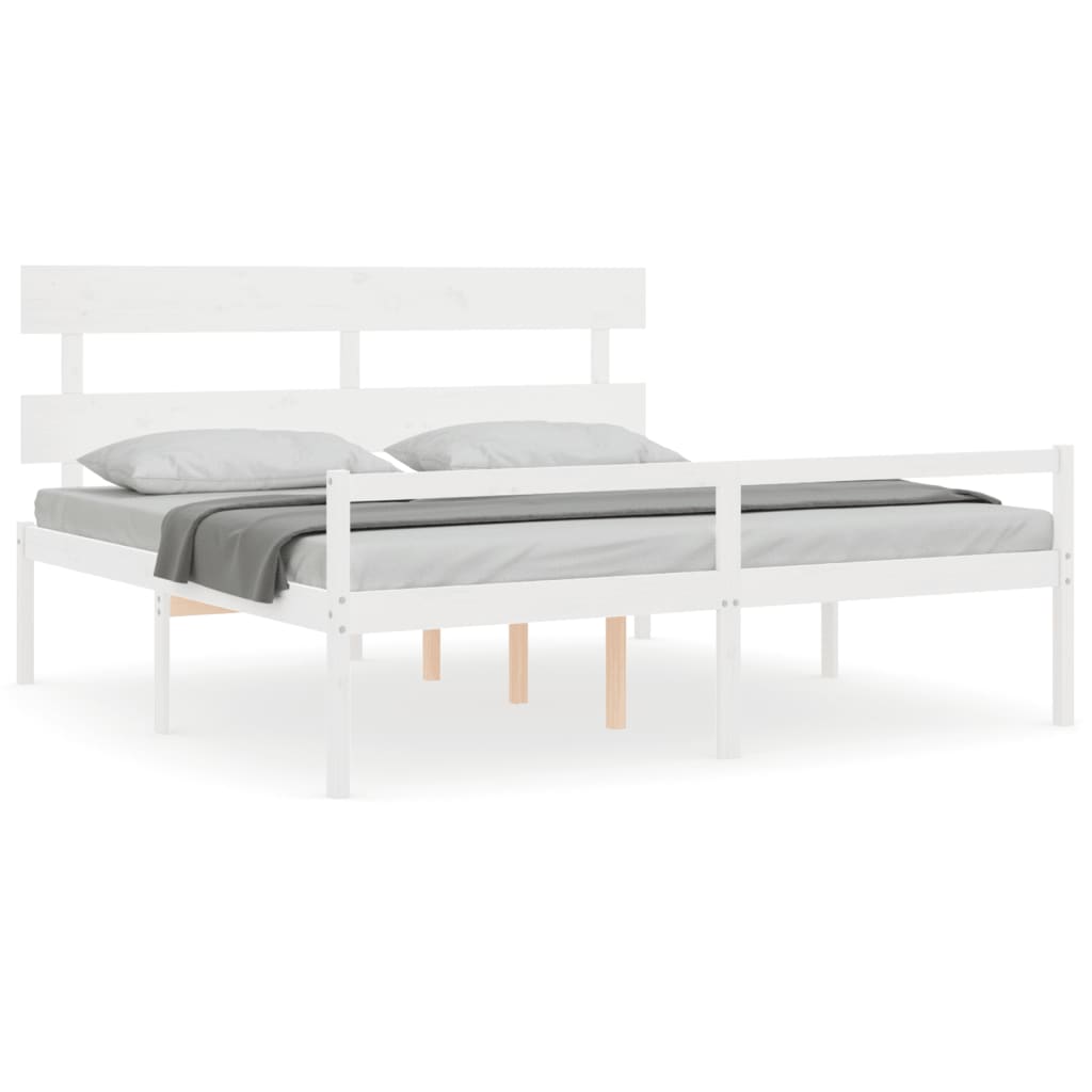 Letto per Anziani con Testiera Bianco Super King Legno Massellocod mxl 105173