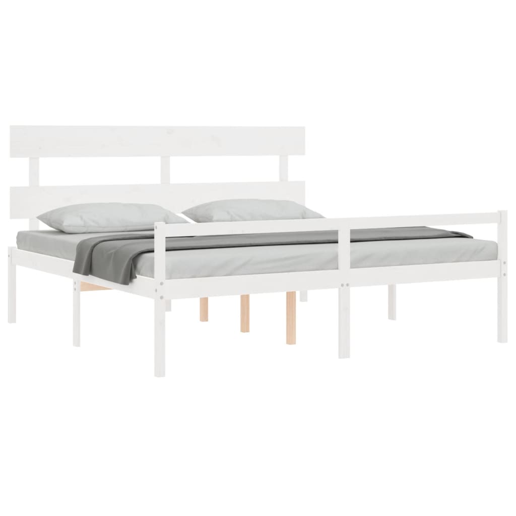 Letto per Anziani con Testiera Bianco Super King Legno Massello 3195367