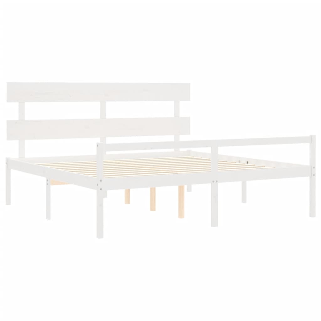 Letto per Anziani con Testiera Bianco Super King Legno Massello 3195367