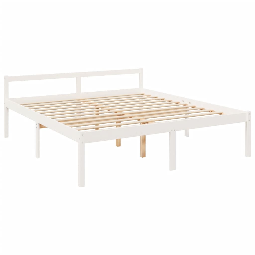 Letto per Anziani con Testiera Bianco Super King Legno Massello 3195367