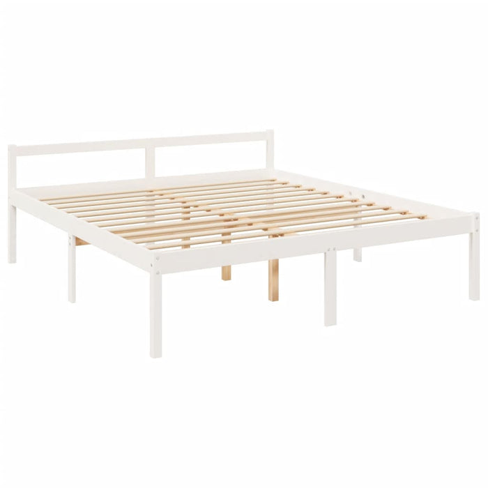 Letto per Anziani con Testiera Bianco Super King Legno Massello 3195367