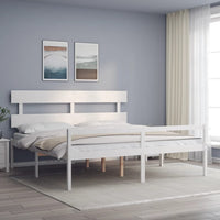 Letto per Anziani con Testiera Bianco Super King Legno Massellocod mxl 105173