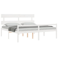 Letto per Anziani con Testiera Bianco 200x200 cm Legno Massello 3195372