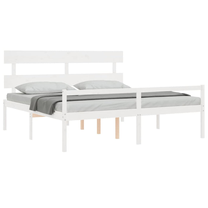 Letto per Anziani con Testiera Bianco 200x200 cm Legno Massello 3195372