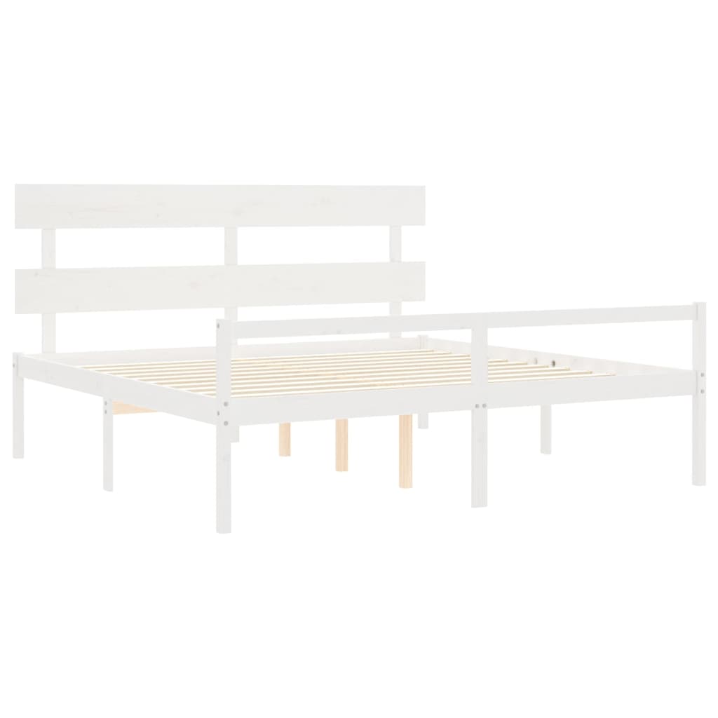 Letto per Anziani con Testiera Bianco 200x200 cm Legno Massello 3195372