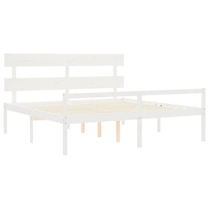 Letto per Anziani con Testiera Bianco 200x200 cm Legno Massello 3195372