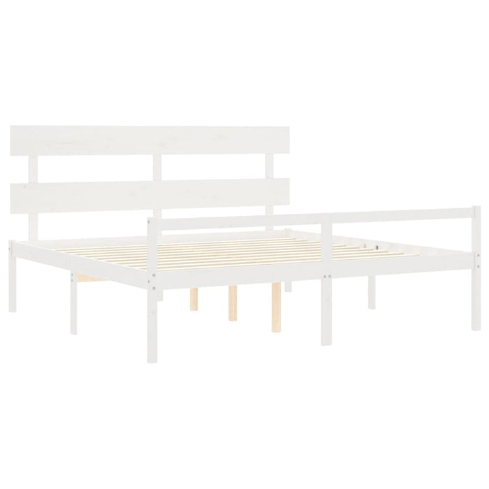 Letto per Anziani con Testiera Bianco 200x200 cm Legno Massello 3195372