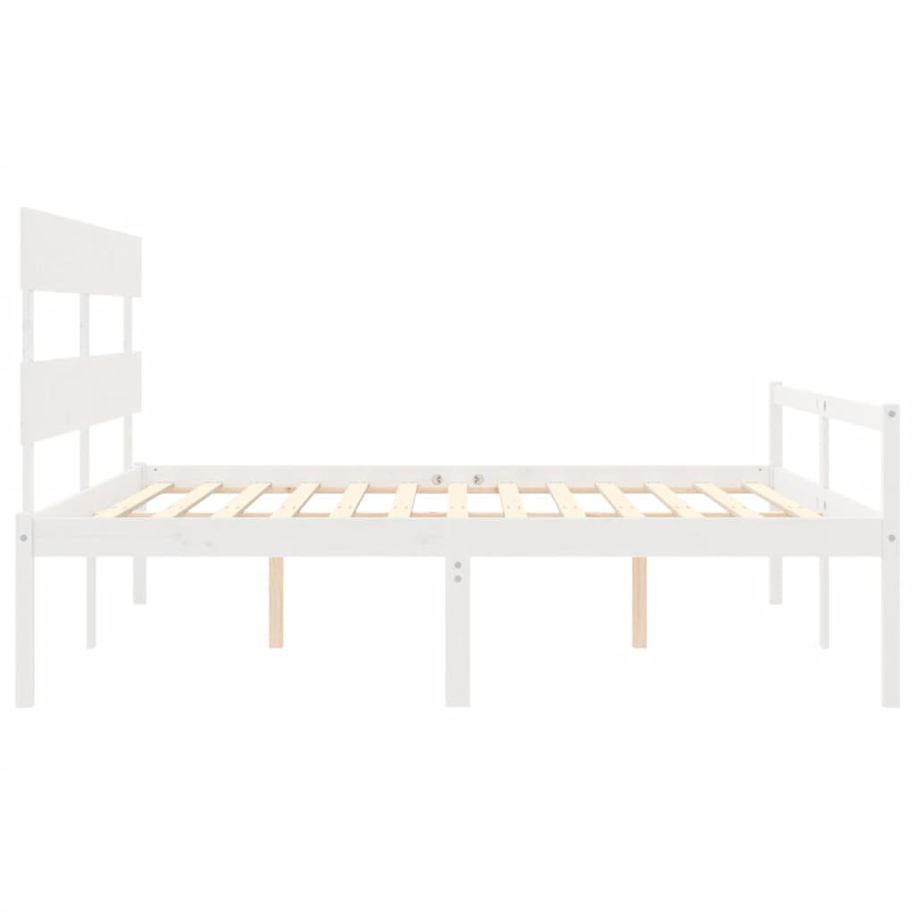 Letto per Anziani con Testiera Bianco 200x200 cm Legno Massello 3195372