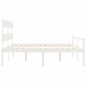 Letto per Anziani con Testiera Bianco 200x200 cm Legno Massello 3195372