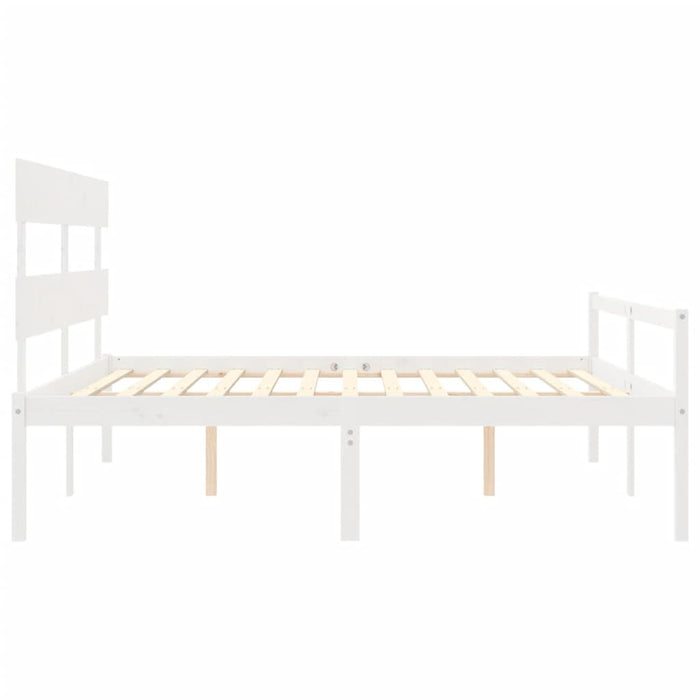 Letto per Anziani con Testiera Bianco 200x200 cm Legno Massello 3195372