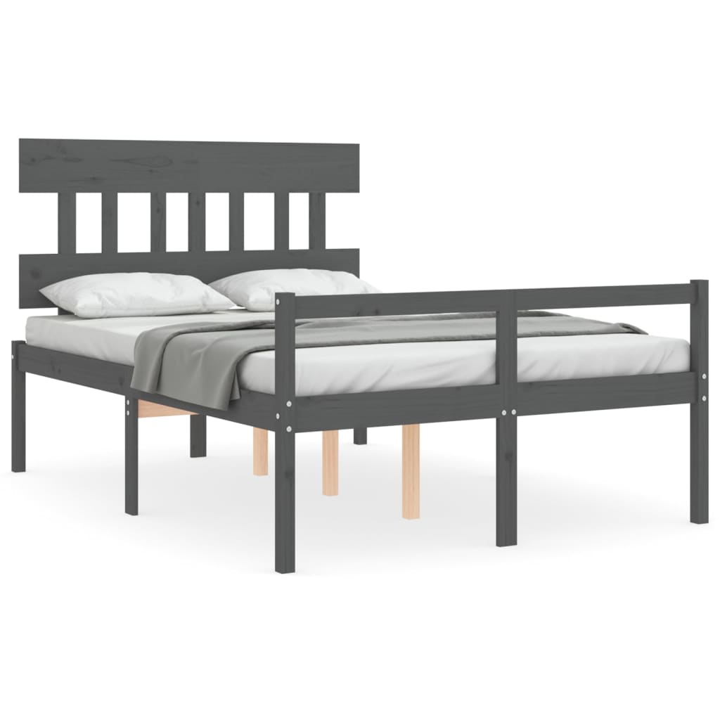 Letto per Anziani con Testiera Grigio Double in Legno Massello 3195393