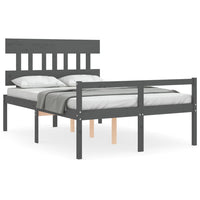 Letto per Anziani con Testiera Grigio Double in Legno Massello 3195393