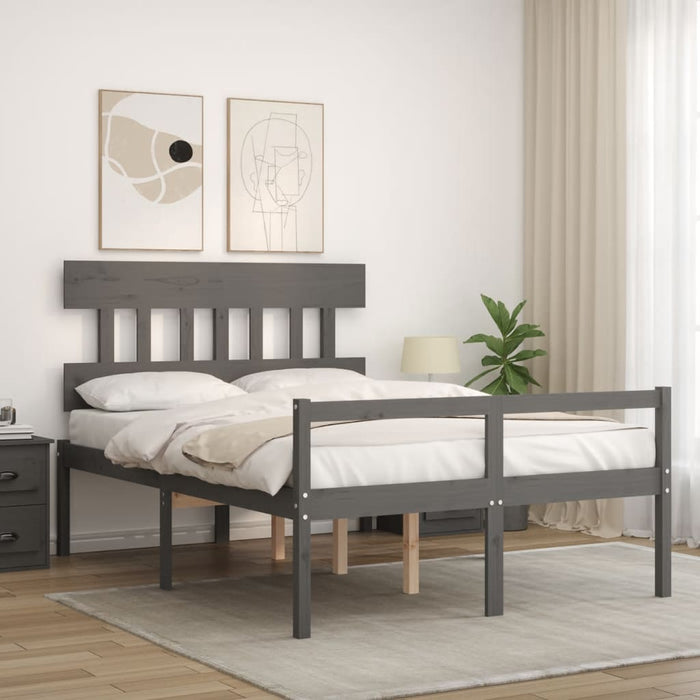Letto per Anziani con Testiera Grigio Double in Legno Massello 3195393