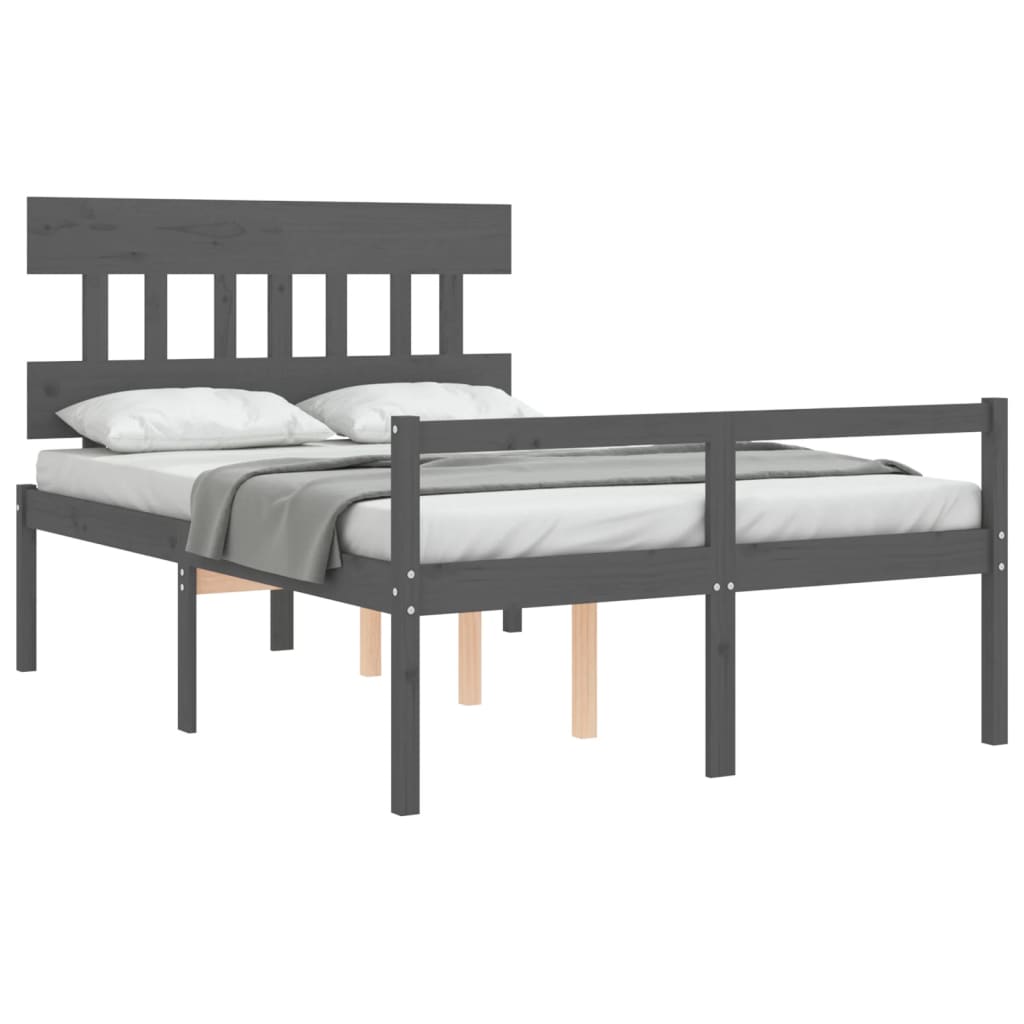 Letto per Anziani con Testiera Grigio Double in Legno Massello 3195393