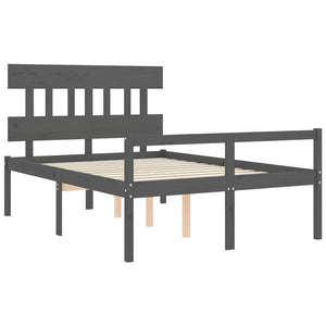Letto per Anziani con Testiera Grigio Double in Legno Massello 3195393