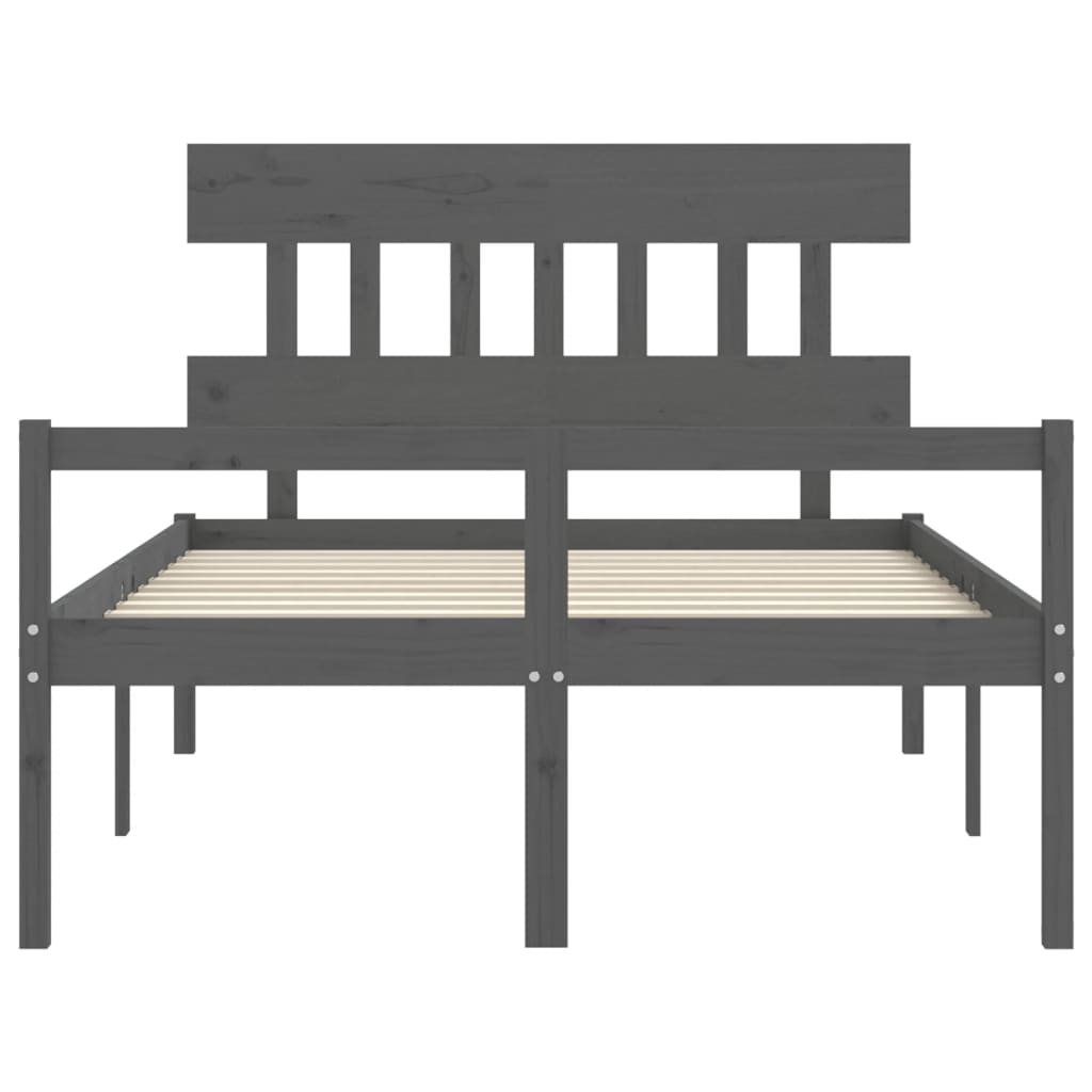 Letto per Anziani con Testiera Grigio Double in Legno Massello 3195393