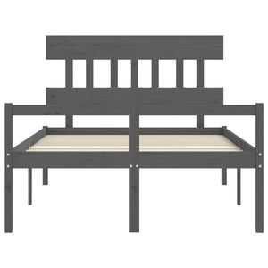 Letto per Anziani con Testiera Grigio Double in Legno Massello 3195393