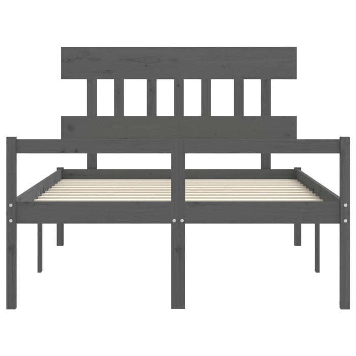 Letto per Anziani con Testiera Grigio Double in Legno Massello 3195393