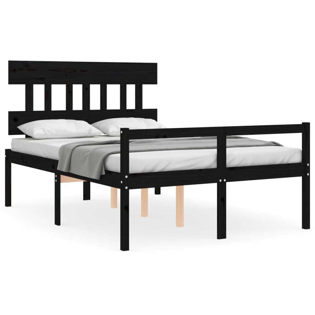Letto per Anziani con Testiera Nero Double in Legno Massello 3195395