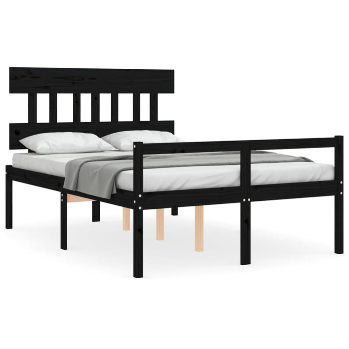 Letto per Anziani con Testiera Nero Double in Legno Massello 3195395