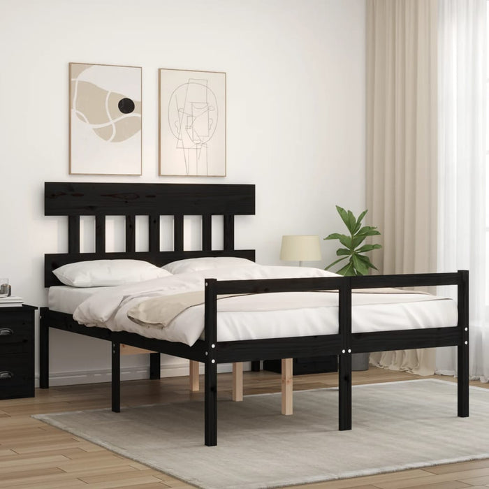Letto per Anziani con Testiera Nero Double in Legno Massello 3195395