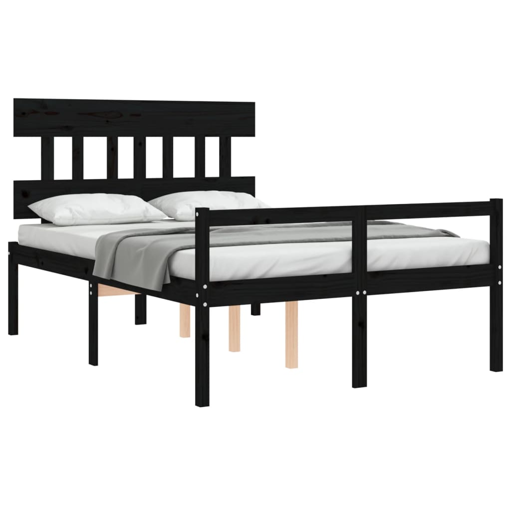 Letto per Anziani con Testiera Nero Double in Legno Massello 3195395