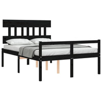 Letto per Anziani con Testiera Nero Double in Legno Massello 3195395