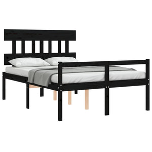 Letto per Anziani con Testiera Nero Double in Legno Massello 3195395