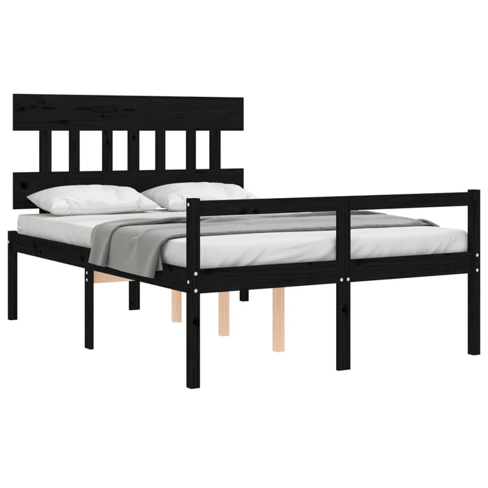 Letto per Anziani con Testiera Nero Double in Legno Massello 3195395
