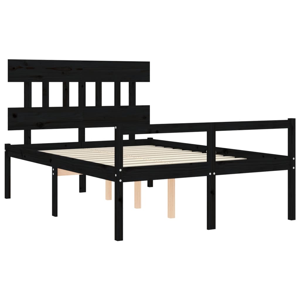 Letto per Anziani con Testiera Nero Double in Legno Massello 3195395