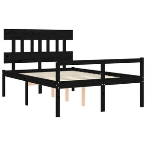Letto per Anziani con Testiera Nero Double in Legno Massello 3195395
