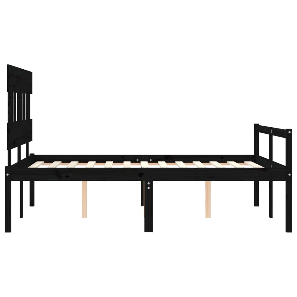 Letto per Anziani con Testiera Nero Double in Legno Massello 3195395