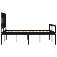 Letto per Anziani con Testiera Nero Double in Legno Massello 3195395