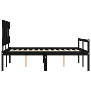 Letto per Anziani con Testiera Nero Double in Legno Massello 3195395