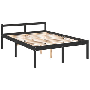 Letto per Anziani con Testiera Nero Double in Legno Massello 3195395
