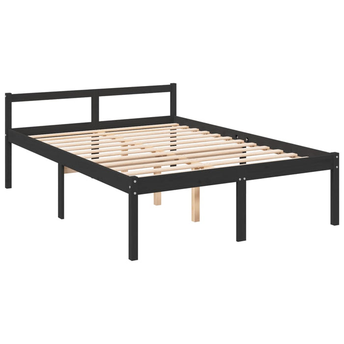 Letto per Anziani con Testiera Nero Double in Legno Massello 3195395