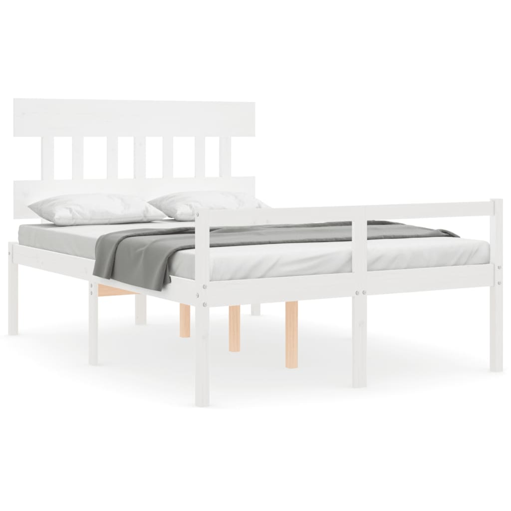 Letto per Anziani con Testiera Bianco 140x190 cm Legno Massello 3195397