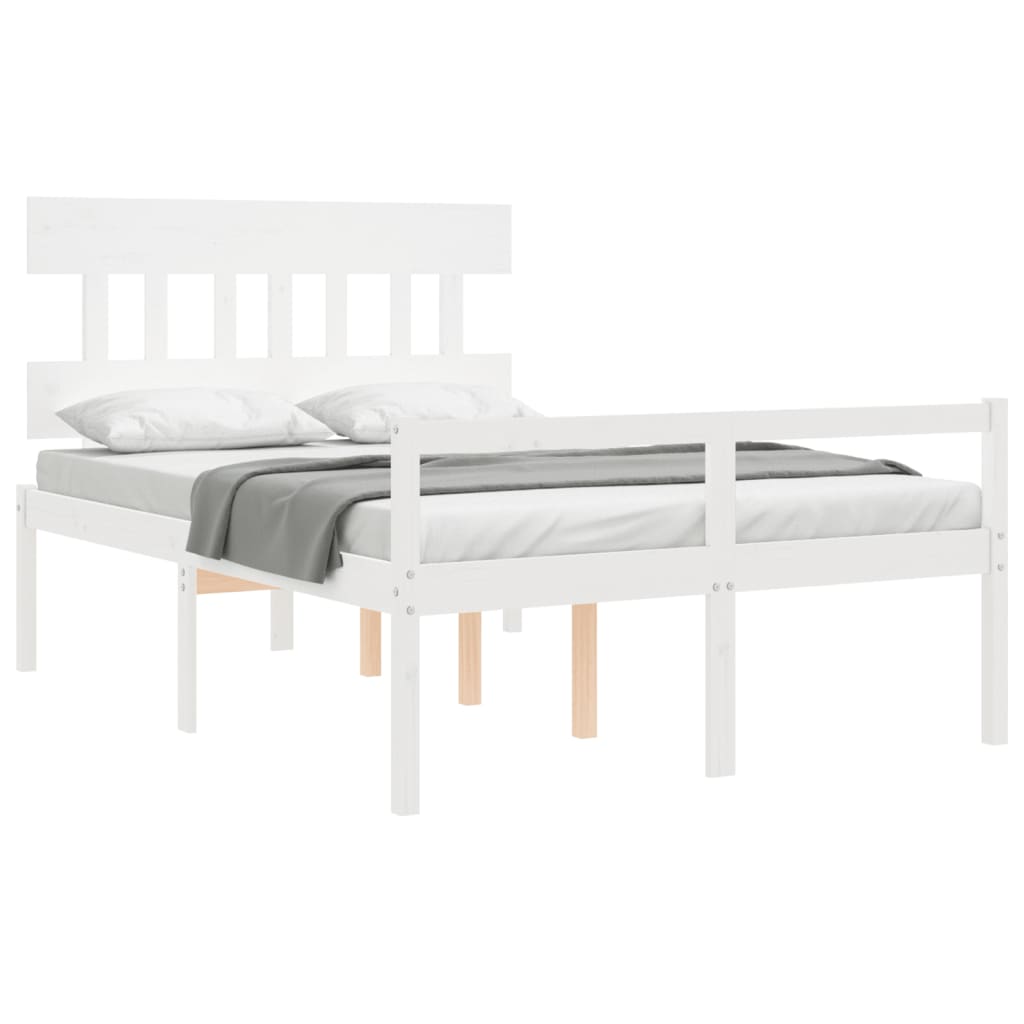 Letto per Anziani con Testiera Bianco 140x190 cm Legno Massello 3195397