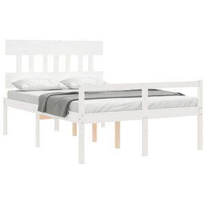 Letto per Anziani con Testiera Bianco 140x190 cm Legno Massello 3195397