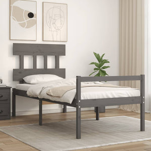 Letto per Anziani con Testiera Grigio 100x200 cm Legno Massellocod mxl 69590