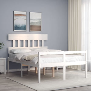 Letto per Anziani con Testiera Bianco 140x200 cm Legno Massello 3195417