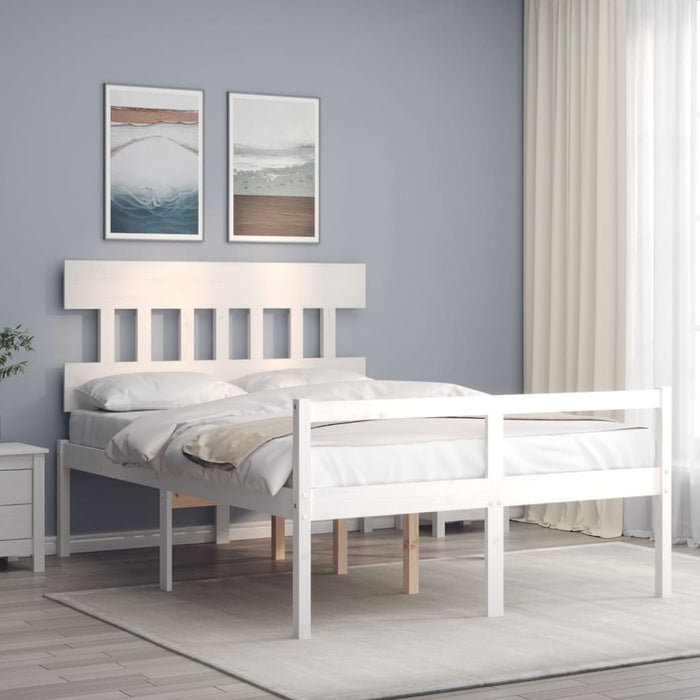 Letto per Anziani con Testiera Bianco 140x200 cm Legno Massello 3195417