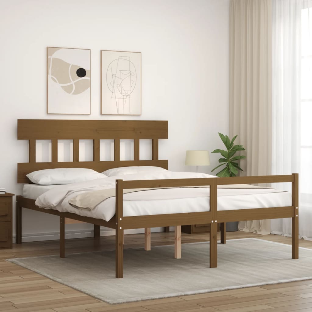 Letto Anziani senza Materasso Marrone Ambra King Legno Massello 3195424