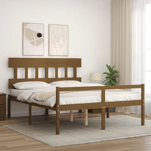 Letto Anziani senza Materasso Marrone Ambra King Legno Massello 3195424