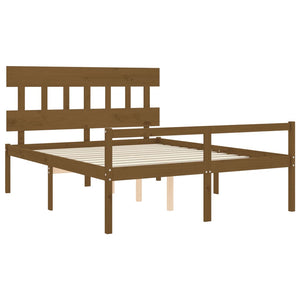 Letto Anziani senza Materasso Marrone Ambra King Legno Massello 3195424