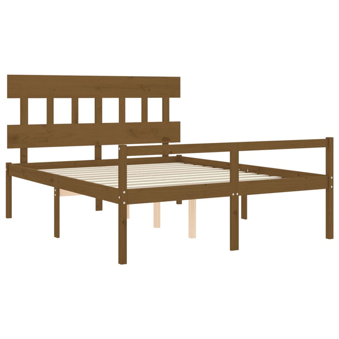 Letto Anziani senza Materasso Marrone Ambra King Legno Massello 3195424
