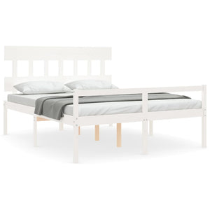 vidaXL Letto per Anziani con Testiera Bianco 160x200 cm Legno Massello