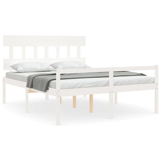 vidaXL Letto per Anziani con Testiera Bianco 160x200 cm Legno Massello