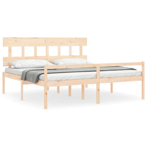 Letto per Anziani con Testiera Bianco Super King Legno Massello