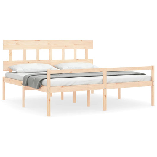 Letto per Anziani con Testiera Bianco Super King Legno Massello